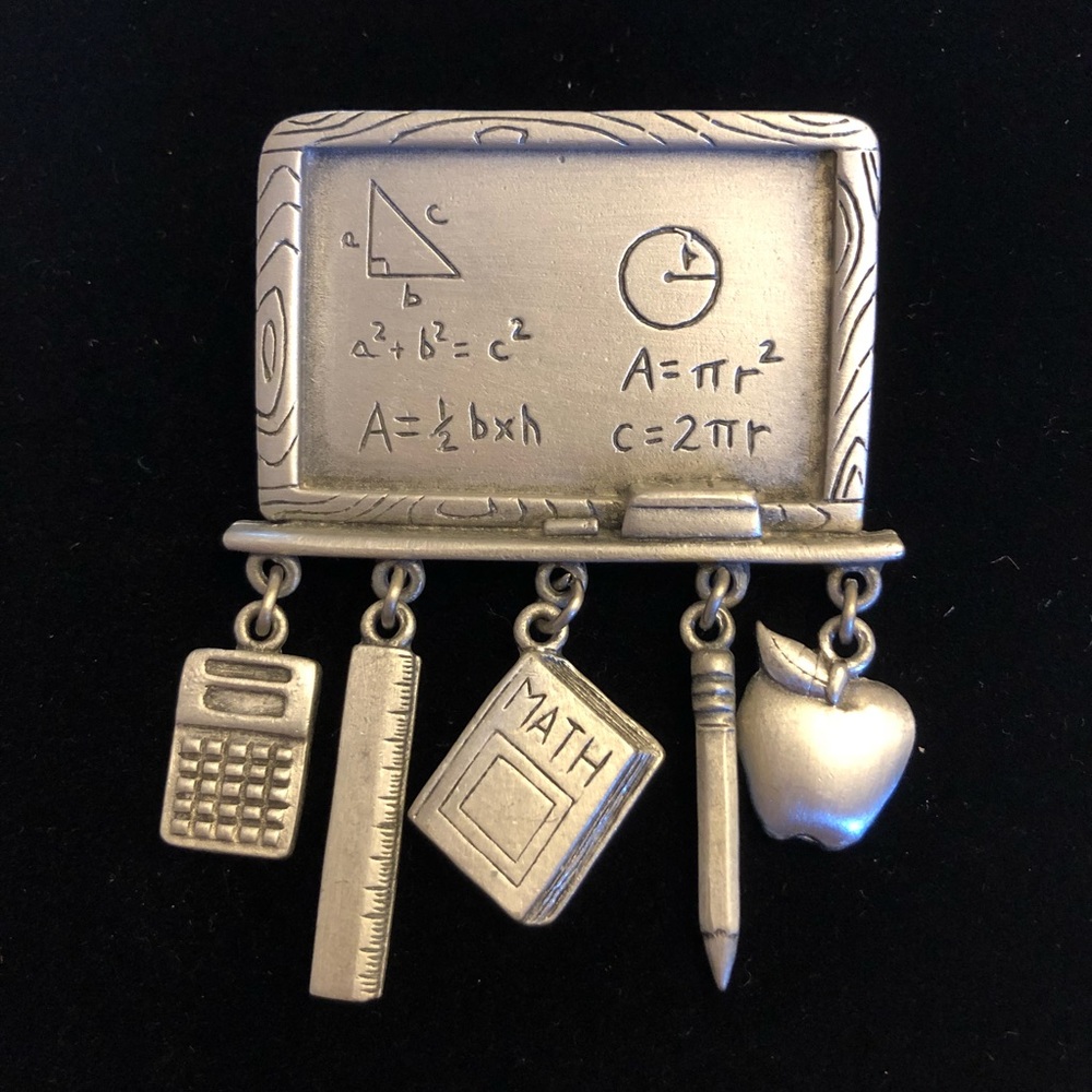 JJ Jonette Math-Themed Pewter Brooch